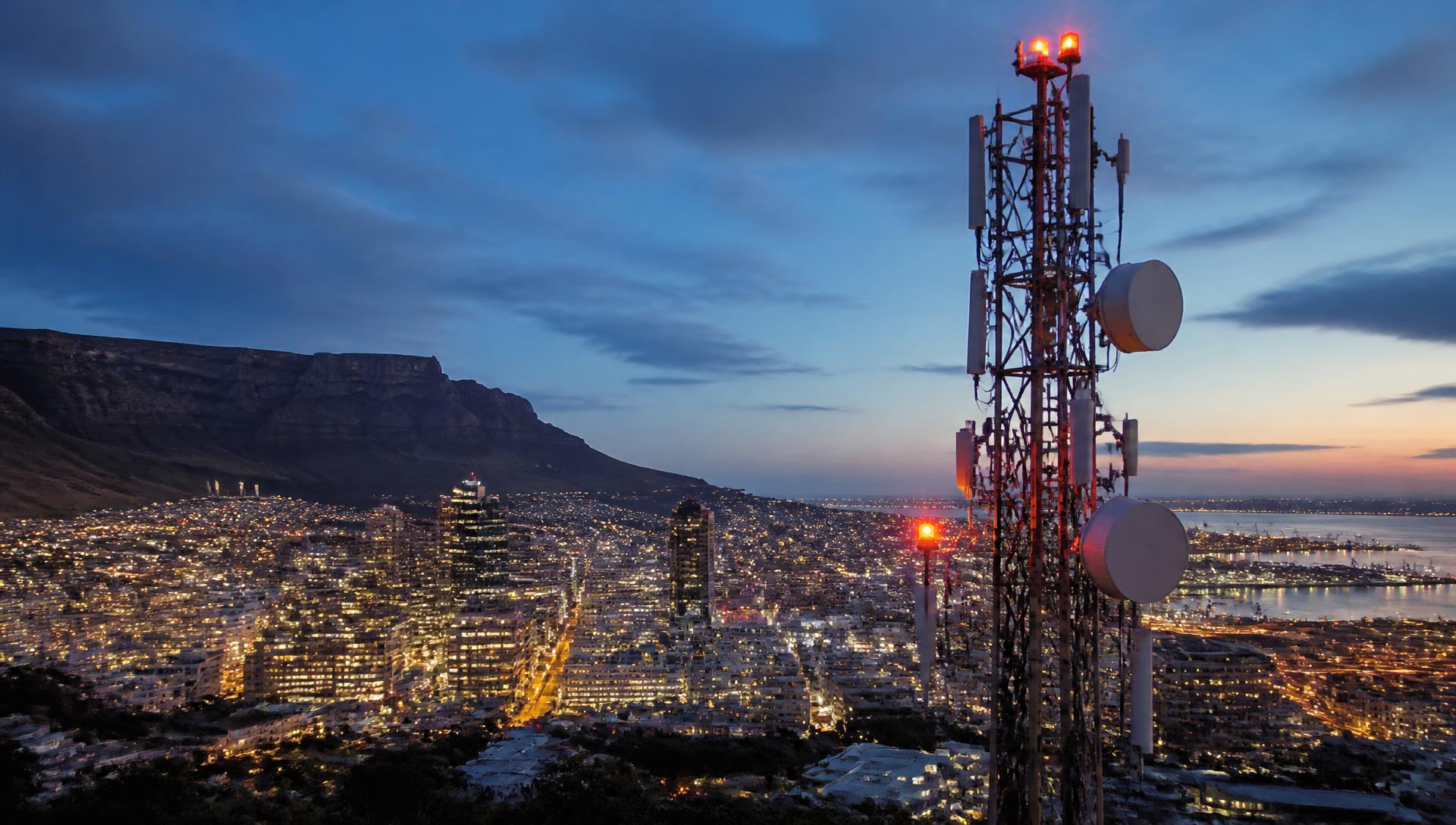 Telecommunications infrastructure overlooking Cape Town